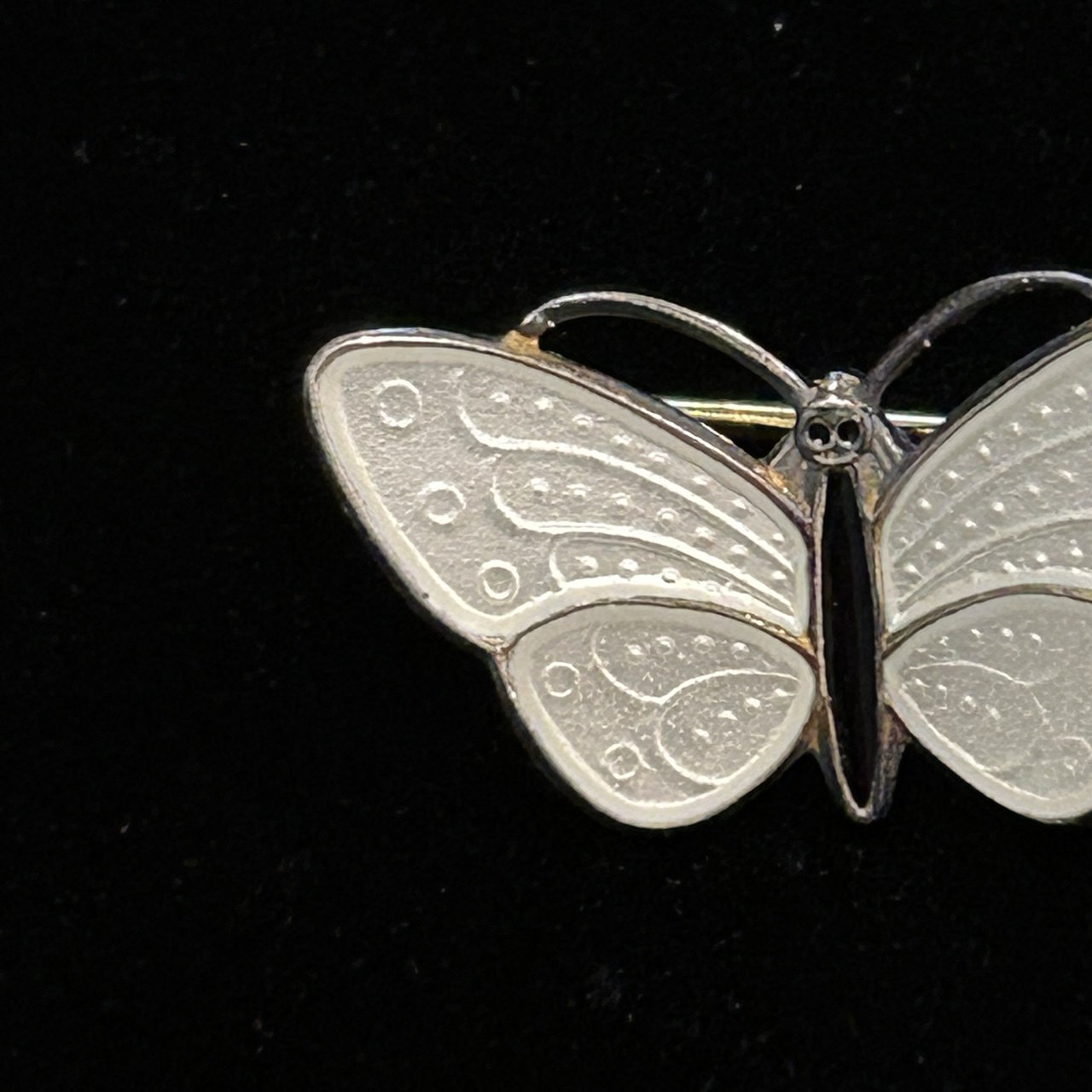 Vintage Solid Sterling Enamel Butterfly Brooch Pin White Aksel Holmsen from Norway - Image 2