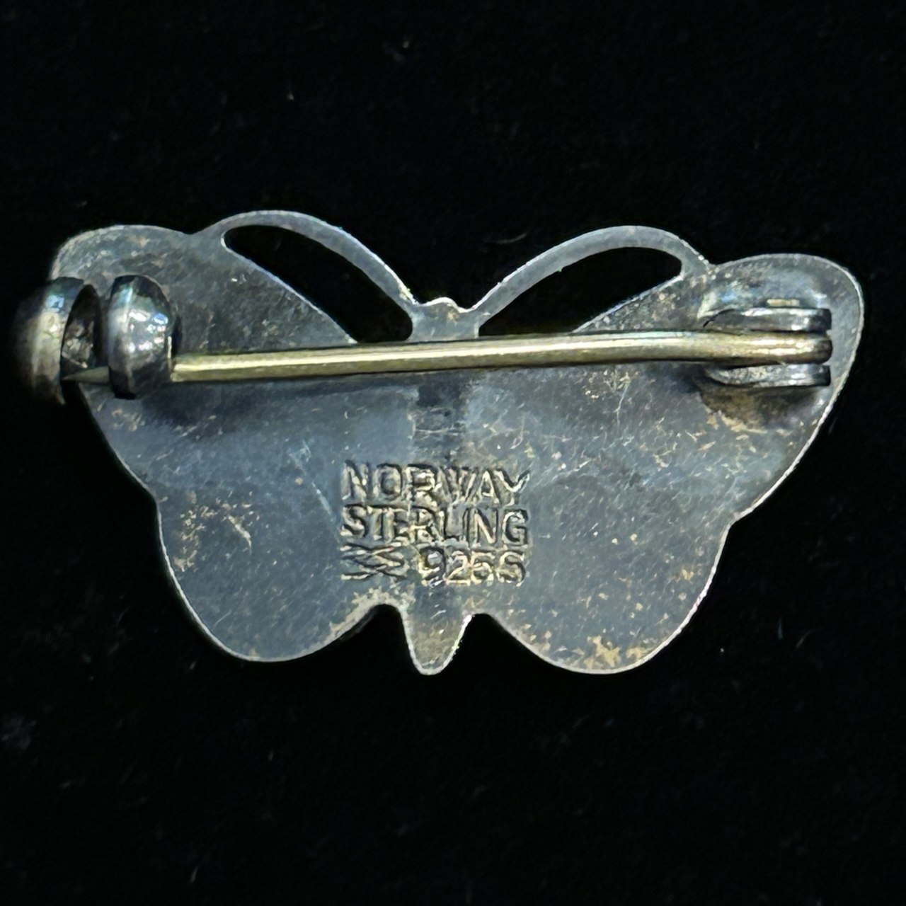Vintage Solid Sterling Enamel Butterfly Brooch Pin White Aksel Holmsen from Norway - Image 5