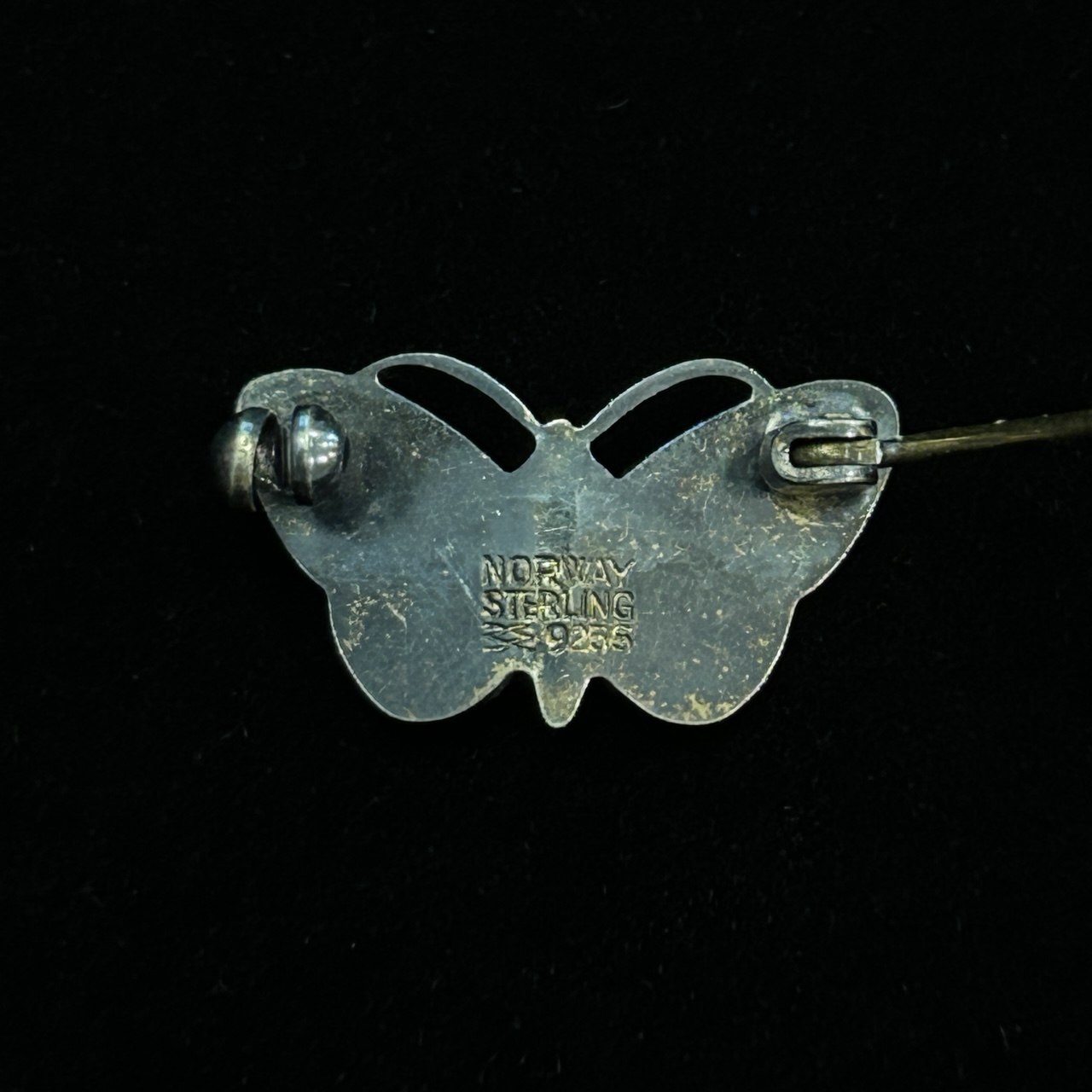 Vintage Solid Sterling Enamel Butterfly Brooch Pin White Aksel Holmsen from Norway - Image 6