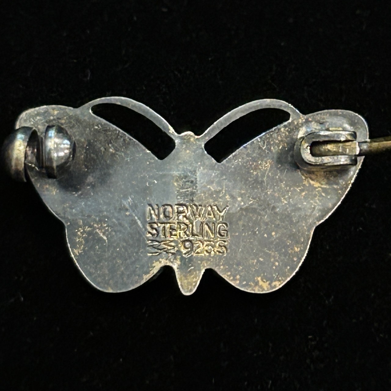 Vintage Solid Sterling Enamel Butterfly Brooch Pin White Aksel Holmsen from Norway - Image 7