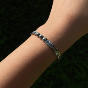 Solid Coin Silver 900 Navajo Arrow Pearls Cuff Bracelet c. 1930