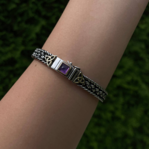 Big Helen Chantler Sterling Silver 18K Gold Celtic Knot Woven Link Bracelet 7.5"
