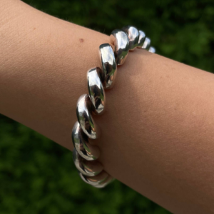 Italy 925 Silver Bracelet San Marco Chain Vintage 6.75” 22.29g Macaroni 90s
