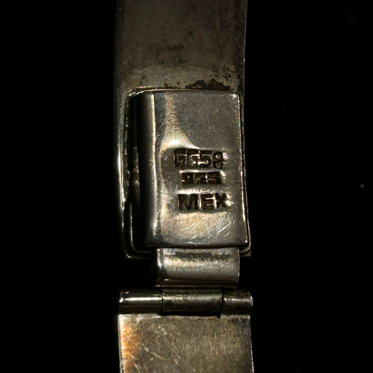 Vintage Mexico 925 Sterling Silver Bracelet Crushed Turquoise Inlay Floral 18g - Image 2