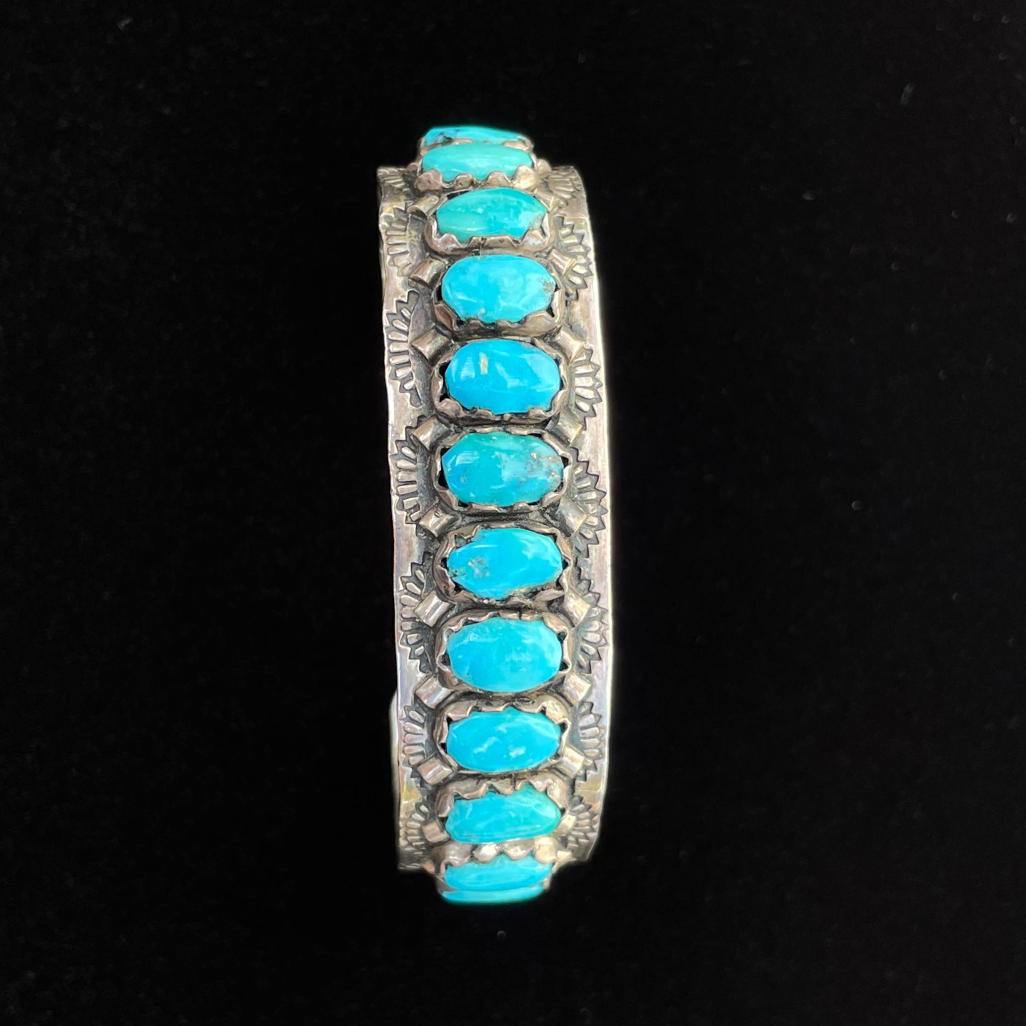 Vintage Navajo/ZUNI FRED WEEKOTY Turquoise Solid 925 Sterling Silver Bracelet - Image 23