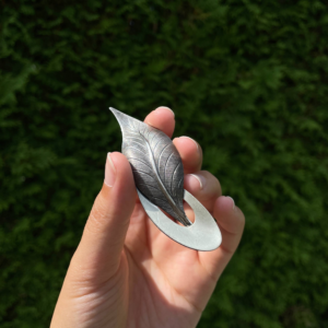 Beau Sterling Modernist Oval Leaf Brooch Pin Solid 925 Silver