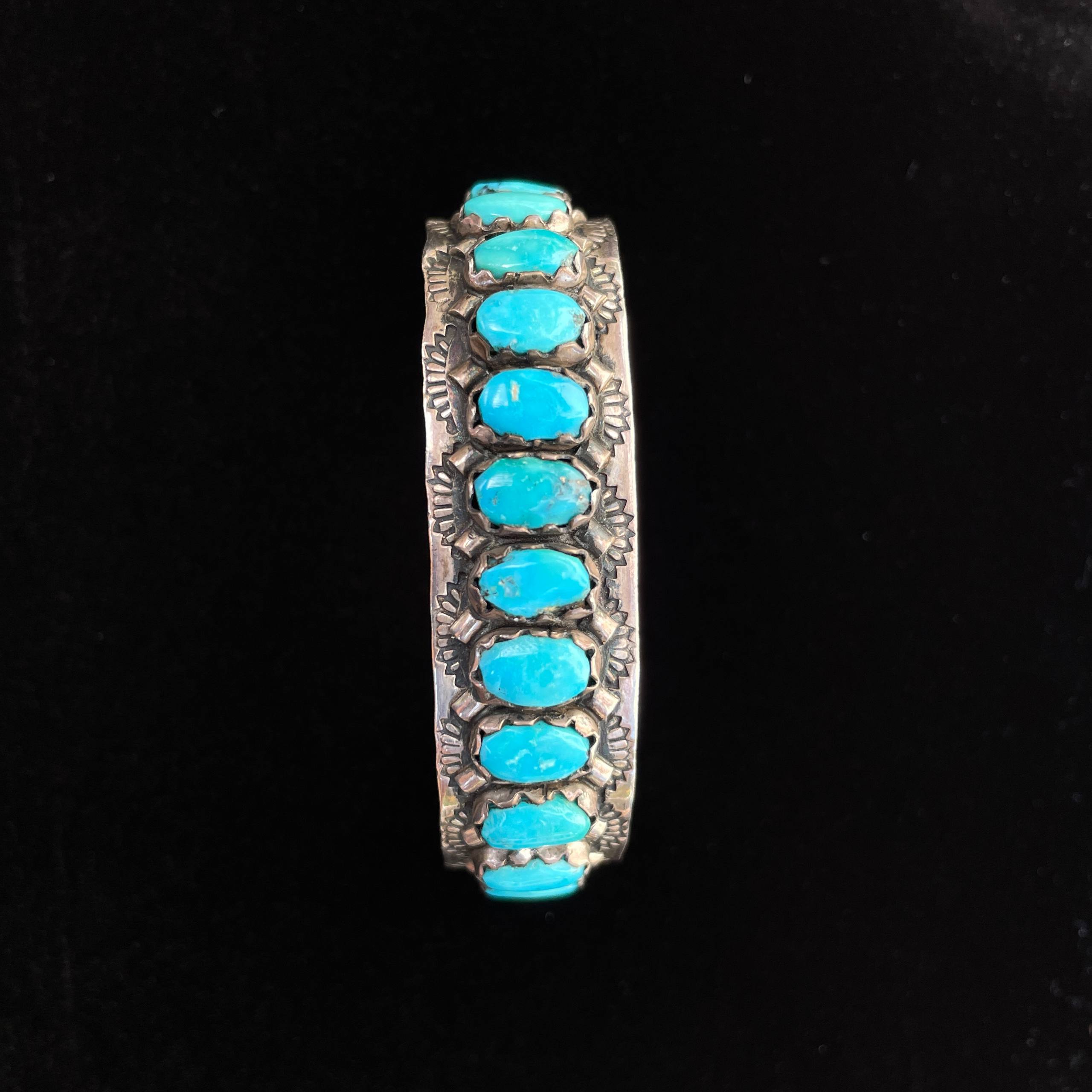Vintage Navajo/ZUNI FRED WEEKOTY Turquoise Solid 925 Sterling Silver Bracelet - Image 22